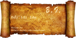 Béldi Ida névjegykártya